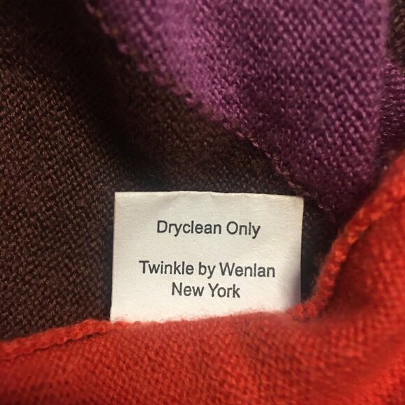 TWINKLE BY WENLAN Brown/Purple/Red Cropped Argyle Wool French Bulldog Sweater SM - Picture 7 of 8